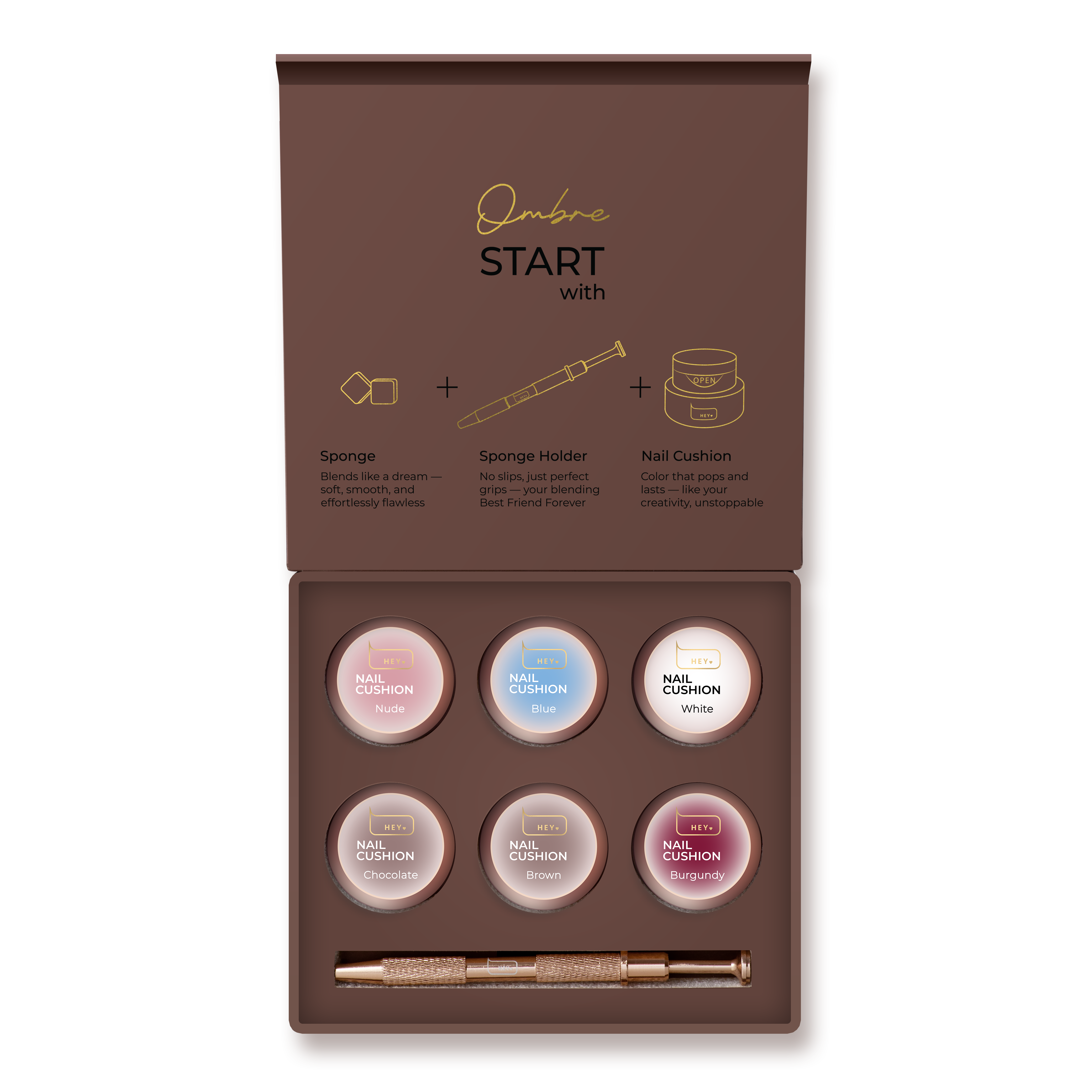 HEYLOVE. Nail Cushion Set, Brown, 6 pcs